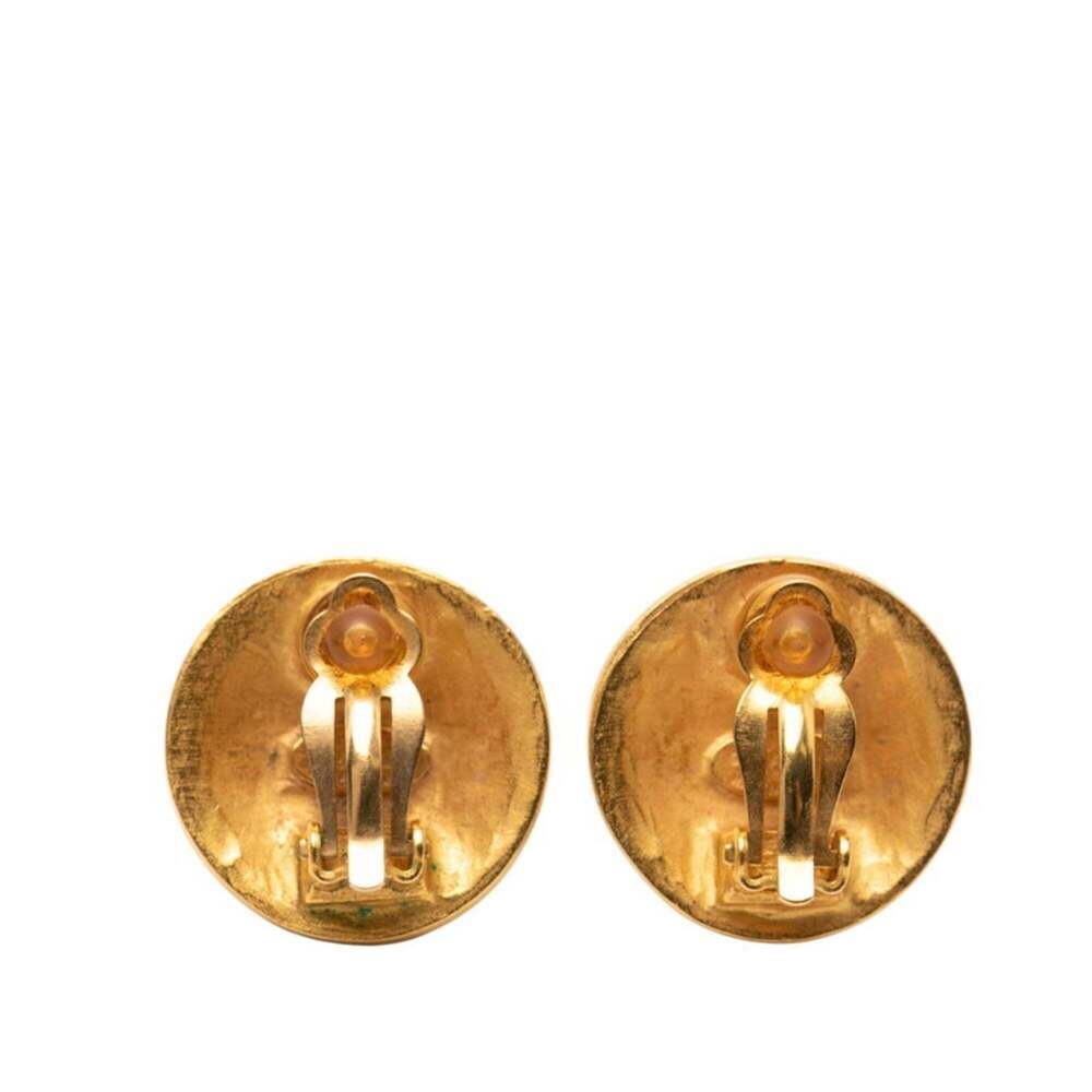 CHANEL Authentic Gold Logo Earrings - Picture 2 of 3